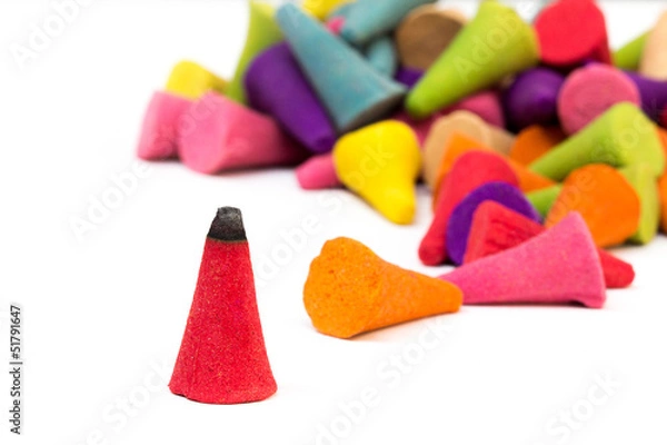 Obraz Colorful incense corn isolate on white