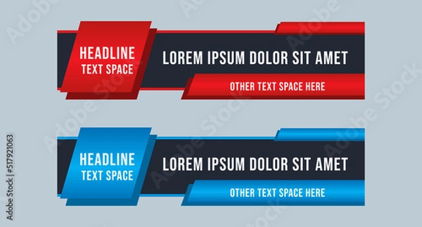 Fototapeta Editable modern Lower third set Header title set template design for Video headline title TV news banner. Lower third layout. sports news |  news bar | text bar | news banner | title bar 