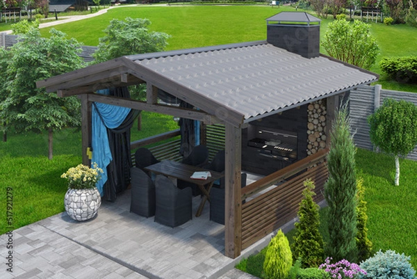 Obraz Entertaining backyard beautification, 3D render