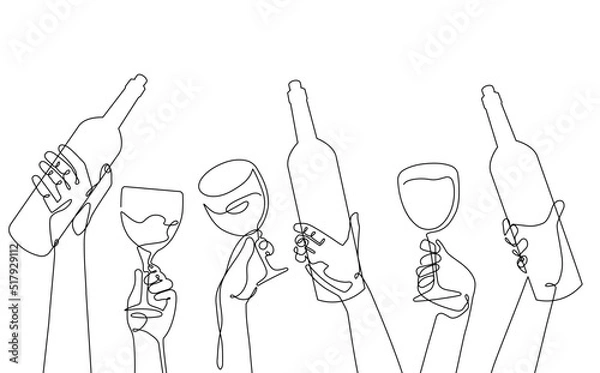 Fototapeta Background with Bottles and Glasses.
Wine Pattern. Vector illustration.