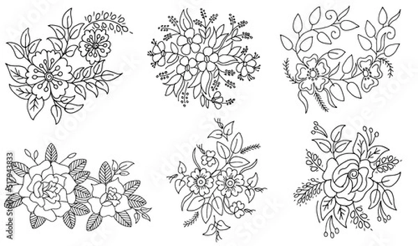 Fototapeta black and white flowers