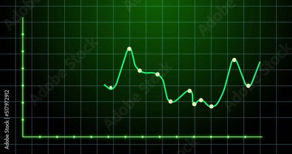 Fototapeta Image of financial graph over green background