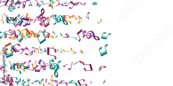 Obraz Musical notes cartoon vector backdrop. Audio