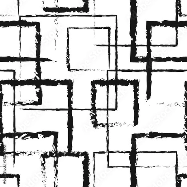 Obraz Geometric pattern design. Square vectors with brush stroke. Endless surface pattern design ready to print. 