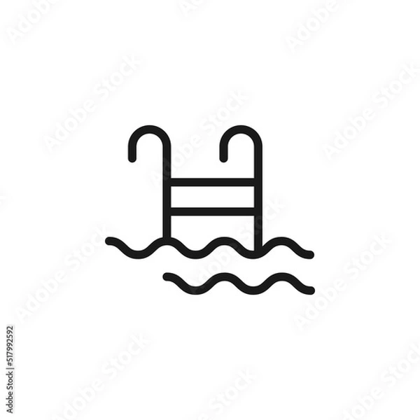 Fototapeta Hotel, holiday, weekend concept. Vector signs drawn in flat style. Perfect for web sites, stores, shops, books. Editable stroke. Line icon of ladder to swimming pool