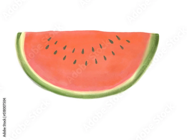 Obraz 手書き風のスイカ,夏の食べ物,色鉛筆,水彩