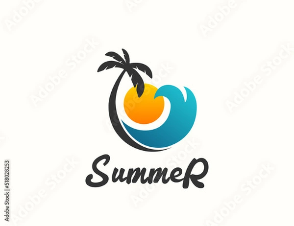 Obraz Summer beach sunset logo design