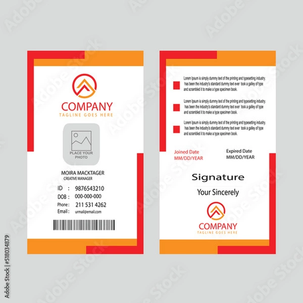 Fototapeta Best company id card, Professional Employee ID card, Flat Id Card, Creative Id-Card,
Modern Abstract Id Card, Creative Id-Card, Corporate id card, Colorful Office Id, Business Id Card design templates