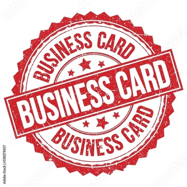 Fototapeta BUSINESS CARD text on red round stamp sign