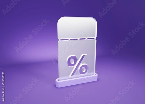 Obraz A glassmorphism-style coupon that crawls out of a printed hole, an illustration on the theme of getting discounts 3d render