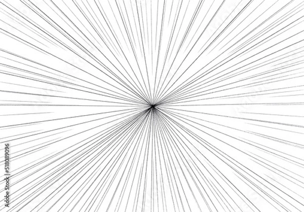 Fototapeta 手書きの黒い集中線と白背景