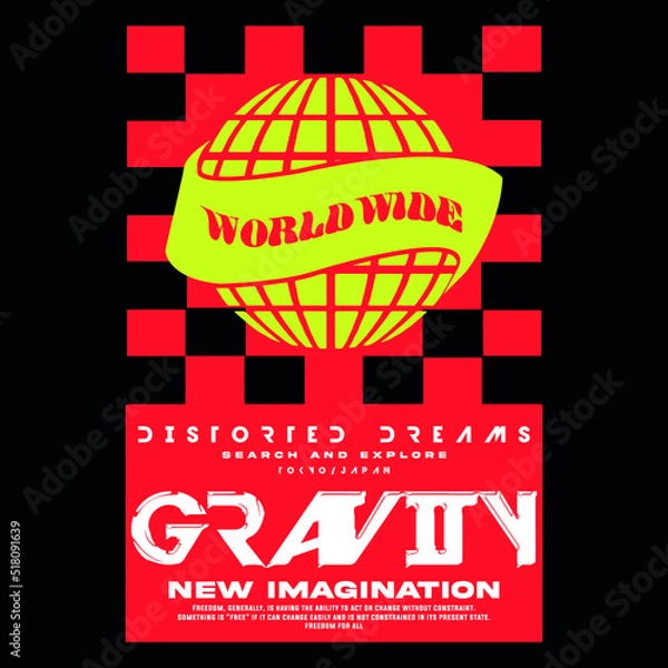 Obraz geometric shape with globe slogan Vector design for t-shirt graphics, banner, fashion prints, slogan tees, stickers, flyer, posters and other creative uses