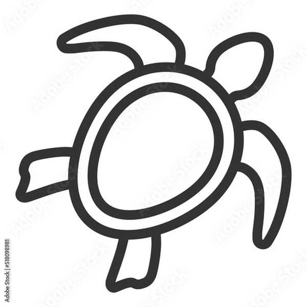 Fototapeta Sea turtle opened flippers, fins in swimming - web icon, illustration on white background, outline style