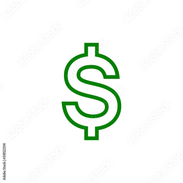 Fototapeta American dollar currency or dollar symbol flat icon isolated on white background