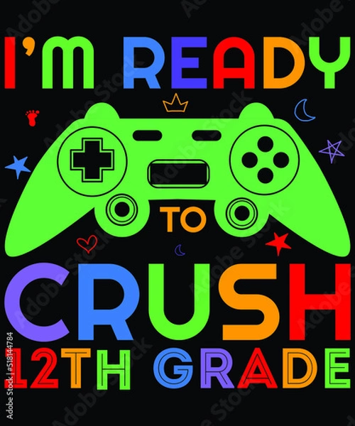 Obraz Back to school gaming t shirt design