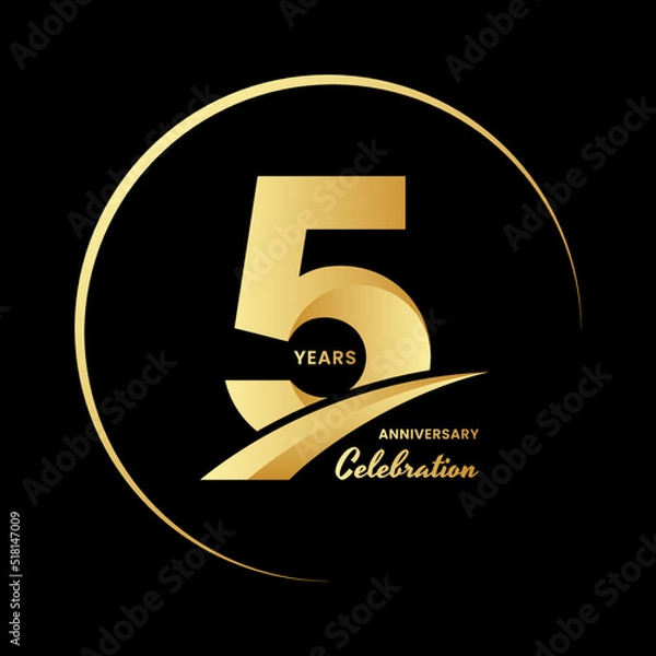 Fototapeta 5 years anniversary celebrations logo design concept. Vector templates