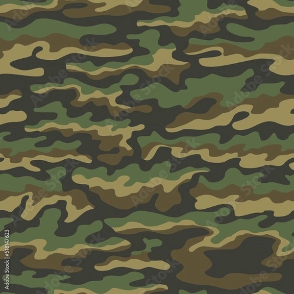 Fototapeta Army camo seamless pattern vector texture, modern illustration for clothing print, fabric.