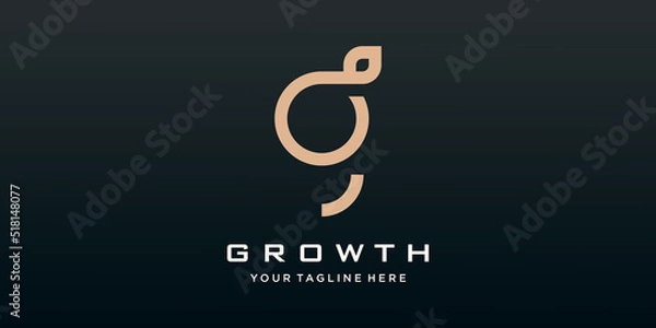 Fototapeta Initial Letter G and leaf Logo vector design.