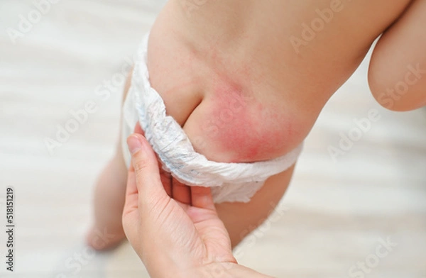Fototapeta irritation on the skin of the baby from the diaper