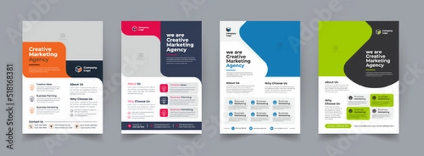 Fototapeta Corporate business flyer template design set, Brochure design, cover modern layout, annual report, poster, flyer in A4 with colorful business proposal, promotion, advertise, publication, cover page.