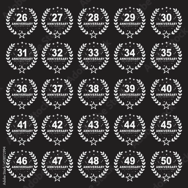 Fototapeta Anniversary celebration Set and bundle design, 26 to 50 luxurious golden color for birthday and Anniversary design.