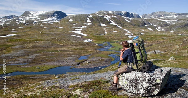 Fototapeta Wanderer in der Hardangervidda