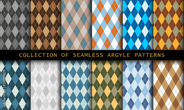 Obraz Seamless argyle pattern. Diamond shapes background. Vector colorful bright set