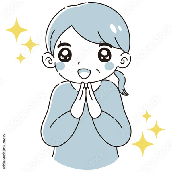 Fototapeta ときめくシニア女性のイラスト