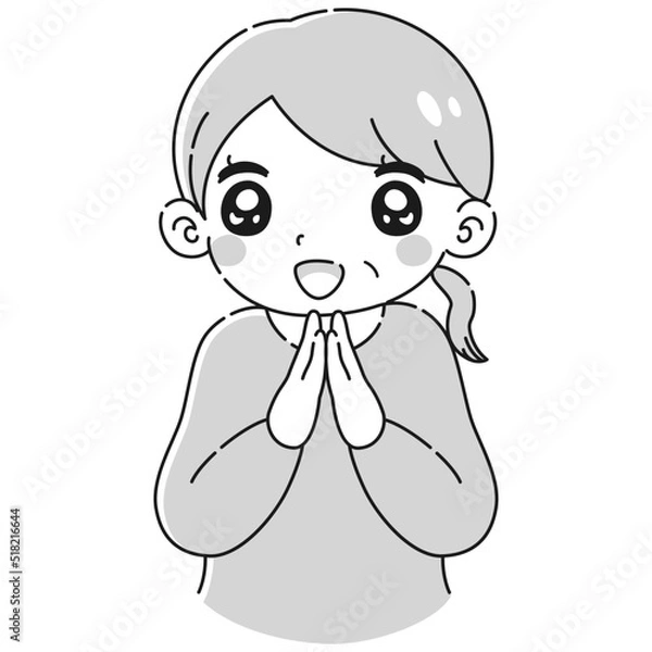 Fototapeta ときめくシニア女性のイラスト