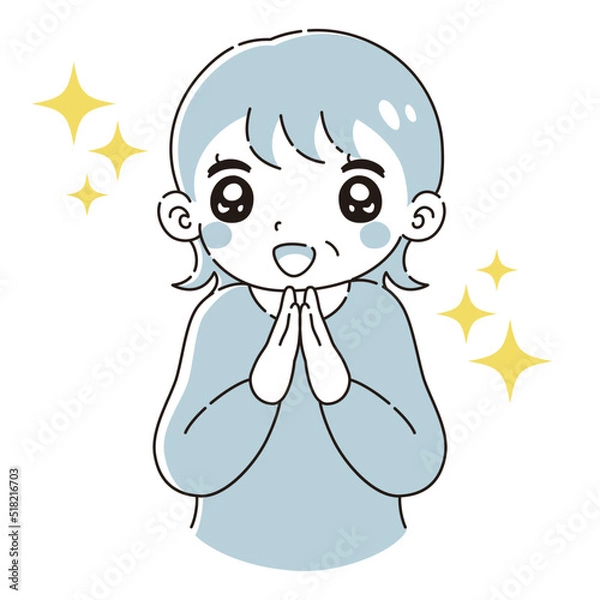 Fototapeta ときめくシニア女性のイラスト