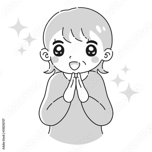 Fototapeta ときめくシニア女性のイラスト