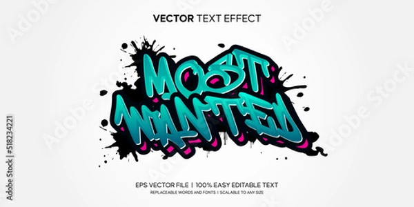 Obraz graffiti 3d style most wanted editable text effect