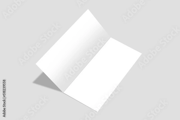 Obraz Blank flyer tri fold mockup. Realistic Flyer, booklet mock up on gray background. Vector illustration.