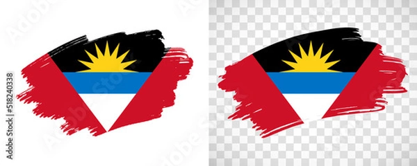 Fototapeta Artistic Antigua and Barbuda flag with isolated brush painted textured with transparent and solid background