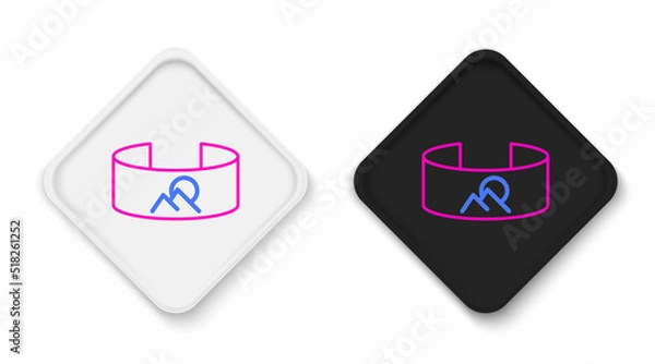 Fototapeta Line 360 degree view icon isolated on white background. Virtual reality. Angle 360 degree camera. Panorama photo. Colorful outline concept. Vector