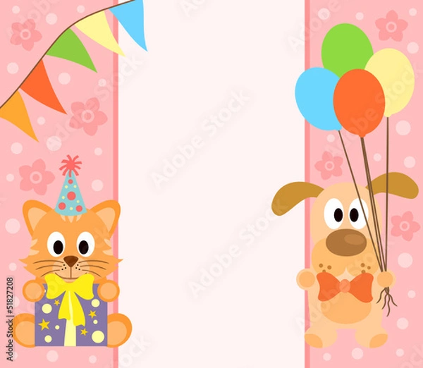 Obraz Background  with funny cat and dog