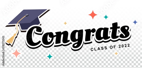 Obraz Congrats graduation hat banner design