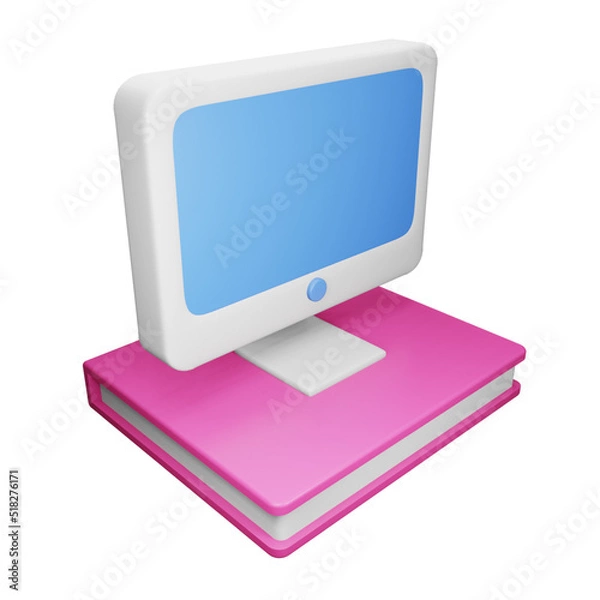 Fototapeta LCD and Book 3d rendering isometric icon.
