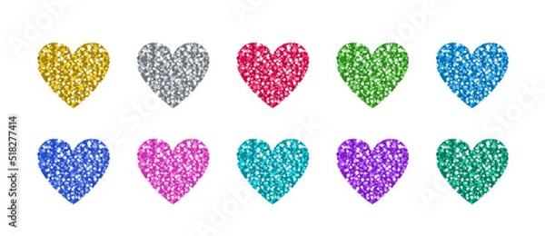 Fototapeta Glitter Heart Set In Differently Colors