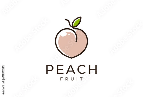 Fototapeta Minimalist Peach logo design with line art style color Vector