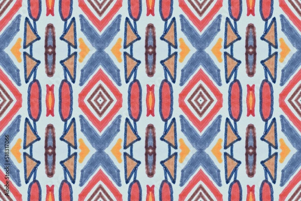 Fototapeta Navajo seamless pattern. Hand drawn ethnic background.