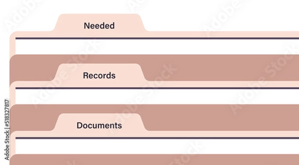 Fototapeta Hr analytics and people data documents cardboard folders with employee benefits flat vector illustration.