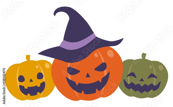 Obraz ハロウィン　3つの笑うかぼちゃ