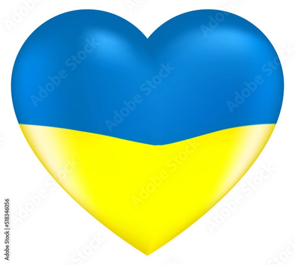 Fototapeta Vector drawing volume heart in the colors of the Ukrainian flag on a white background