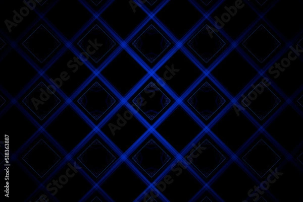 Obraz Fractal perspective background - abstract 3d illustration. Chaos strokes and light effects. Science fiction or virtual reality concept. Abstract science fiction or future technology bakground.