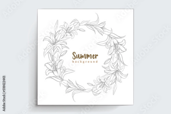 Fototapeta hand drawn lily frame design