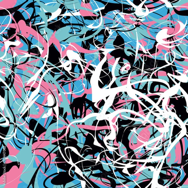 Obraz Seamless abstract marble pattern. Vector illustration. Liquid paint on water. Aqua ink painting on water