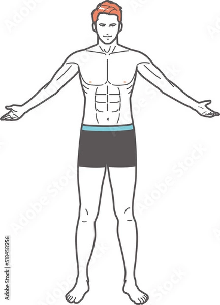 Obraz 手を広げる筋肉質の男性