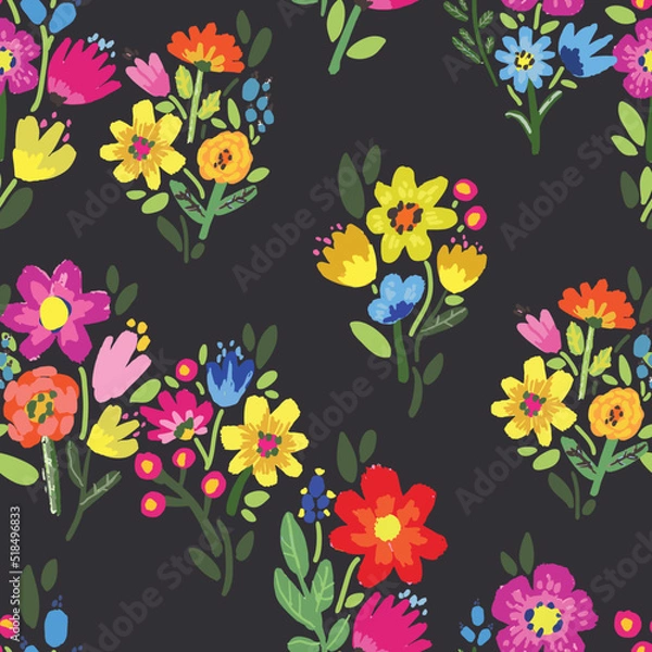 Obraz Seamless pattern with flowers on white background.