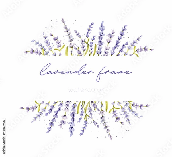 Obraz Lavender watercolor border frame for invitation 